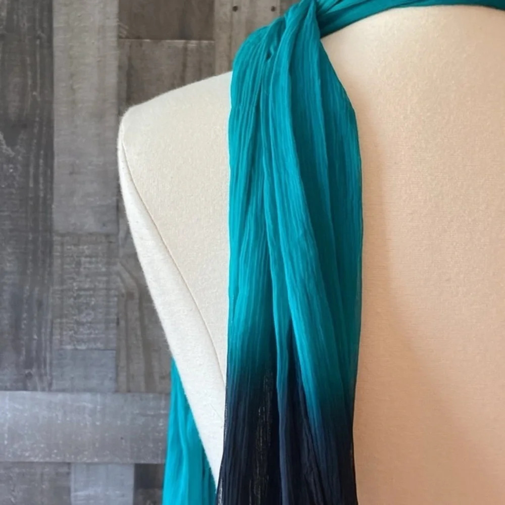 Gorgeous black green gold ombré scarf lightweight dark feminine witchy coastal